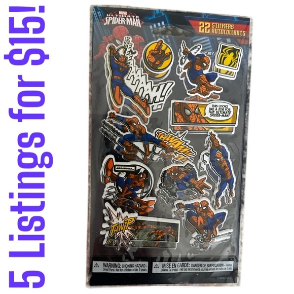Spiderman Other - New Spiderman Puffy Stickers by American Greetings, set of 22